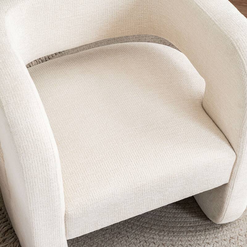 Set of 1 Square Barrel Shaped Boucle Upholstered Accent Armchair