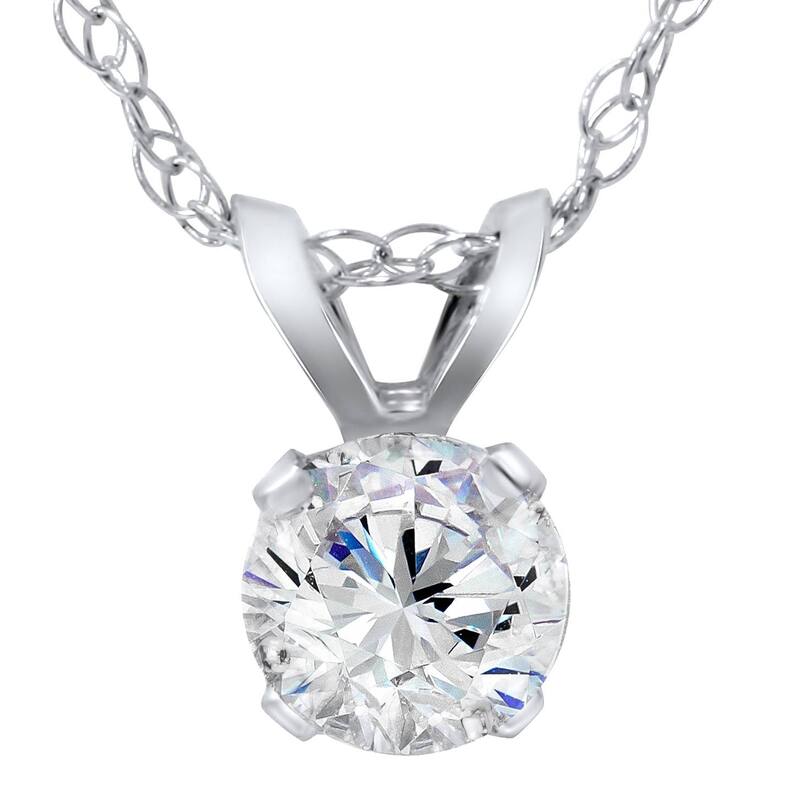 5/8ct Round Diamond Solitaire Pendant White Gold