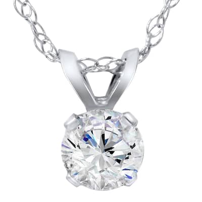 5/8ct Round Diamond Solitaire Pendant White Gold