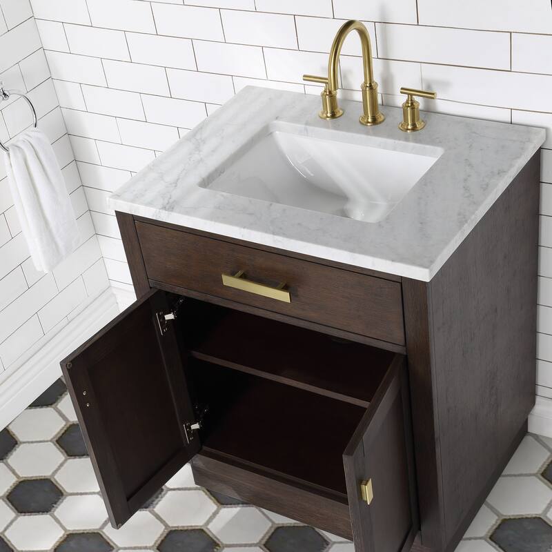 Chestnut 30" Single Bathroom Vanity Vanity with Mirror(s) and Faucet(s)