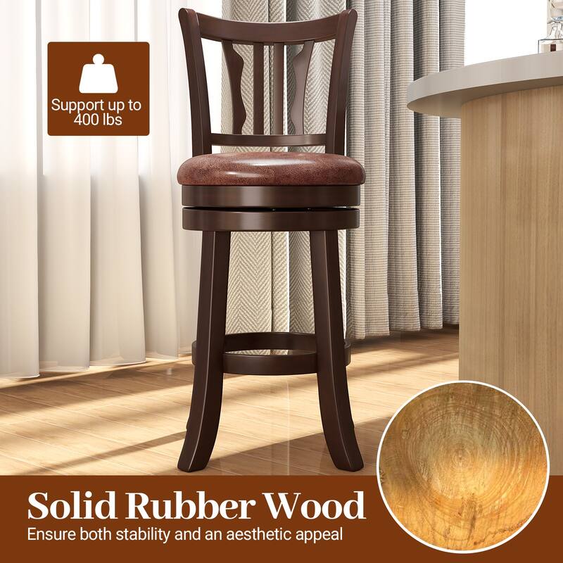 Gymax 26'' Counter Height Swivel Bar Stools Set of 2 w/Back & Faux
