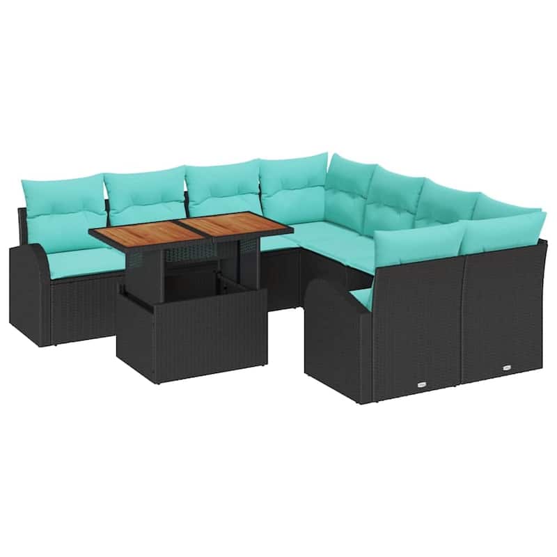 vidaXL 9 Piece Garden Sofa Set with Cushions - 92.1×92.1×27.2