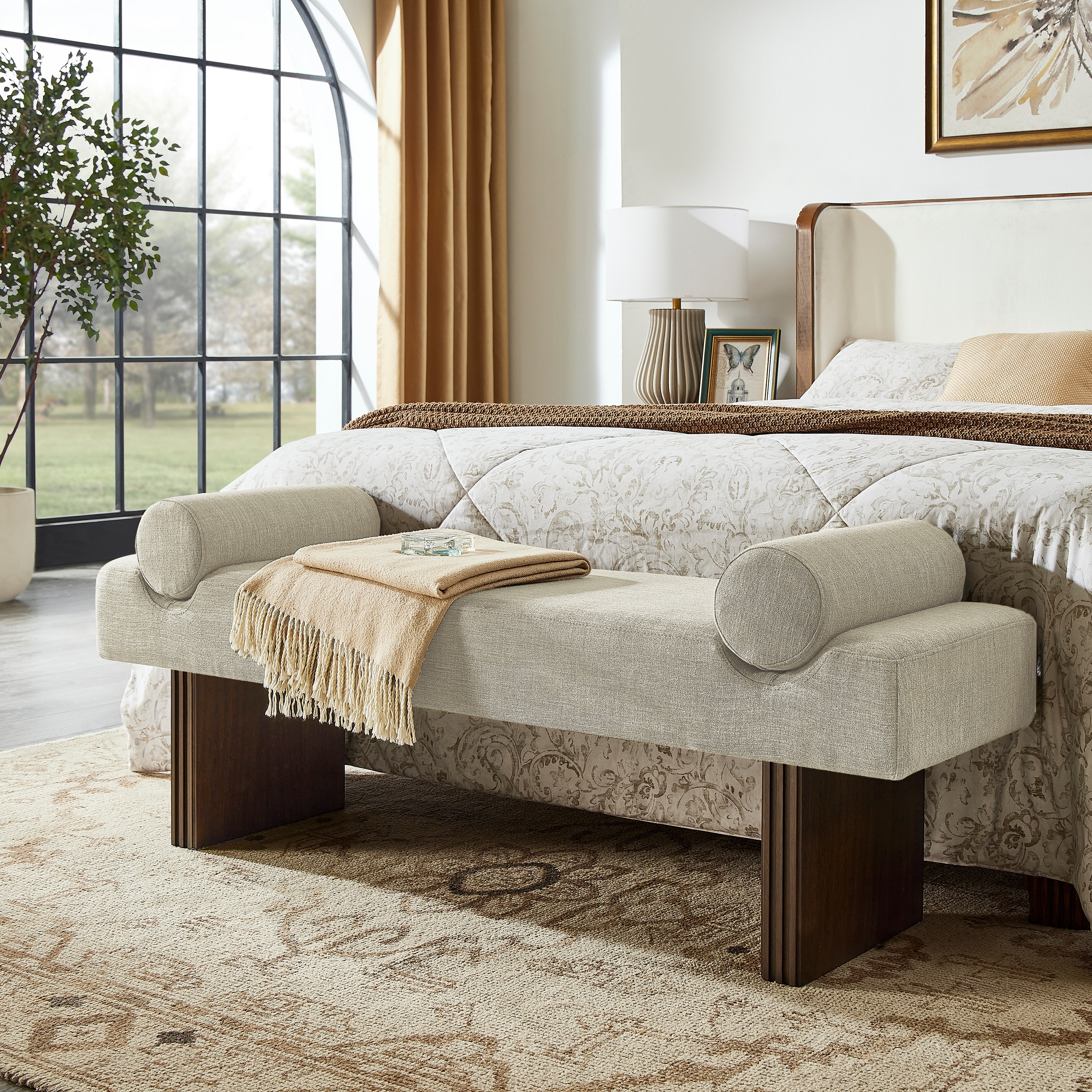 Roundhill Furniture Brooke Contemporary Upholstered Bench