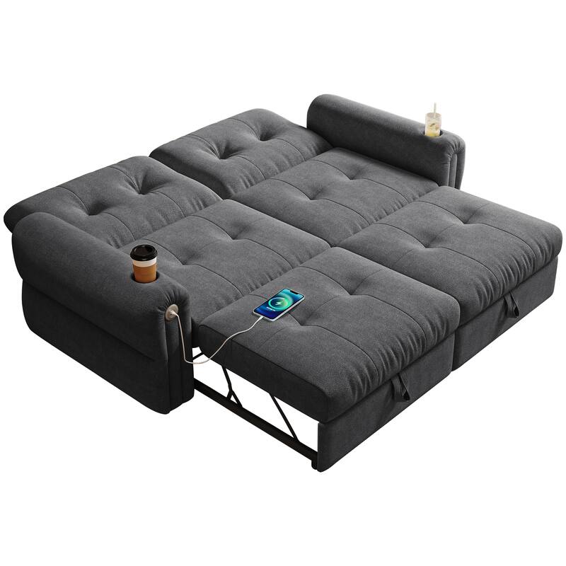 GDFStudio - Chenille Convertible 2-Seater 74" Sofa Bed