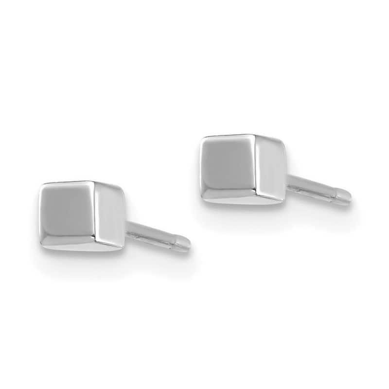 Curata 14k White Gold 3mm Square Stud Earrings