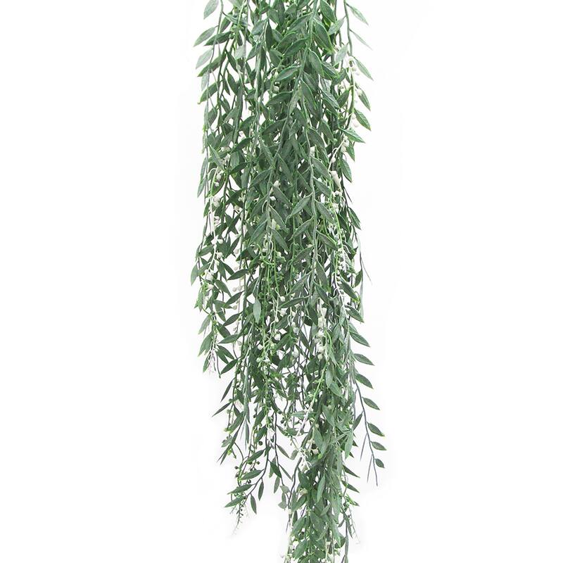 Set of 2 Green White Artificial Pepper Berry Leaf Vine Hanging Plant Greenery Foliage Bush 39in - 39" L x 9" W x 9" DP