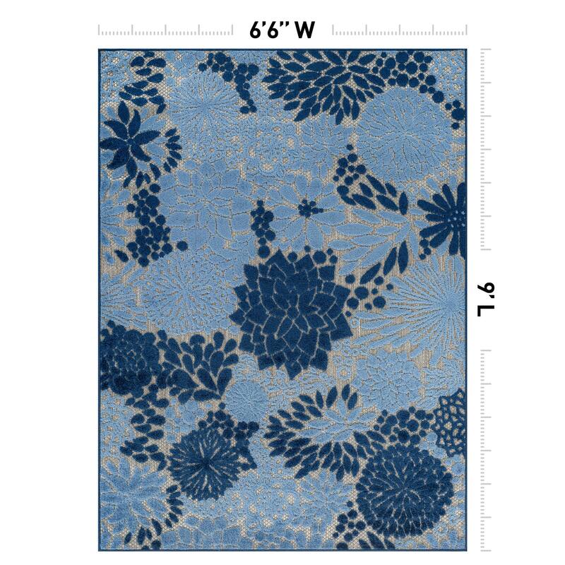 World Rug Gallery Indoor/Outdoor High-Low Textured Area Rug, Floral, Easy-Clean Patio Rug