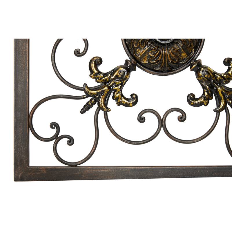 Brown Metal Wire Scroll Fleur De Lis Home Wall Decor with Gold Accents (Set of 4)
