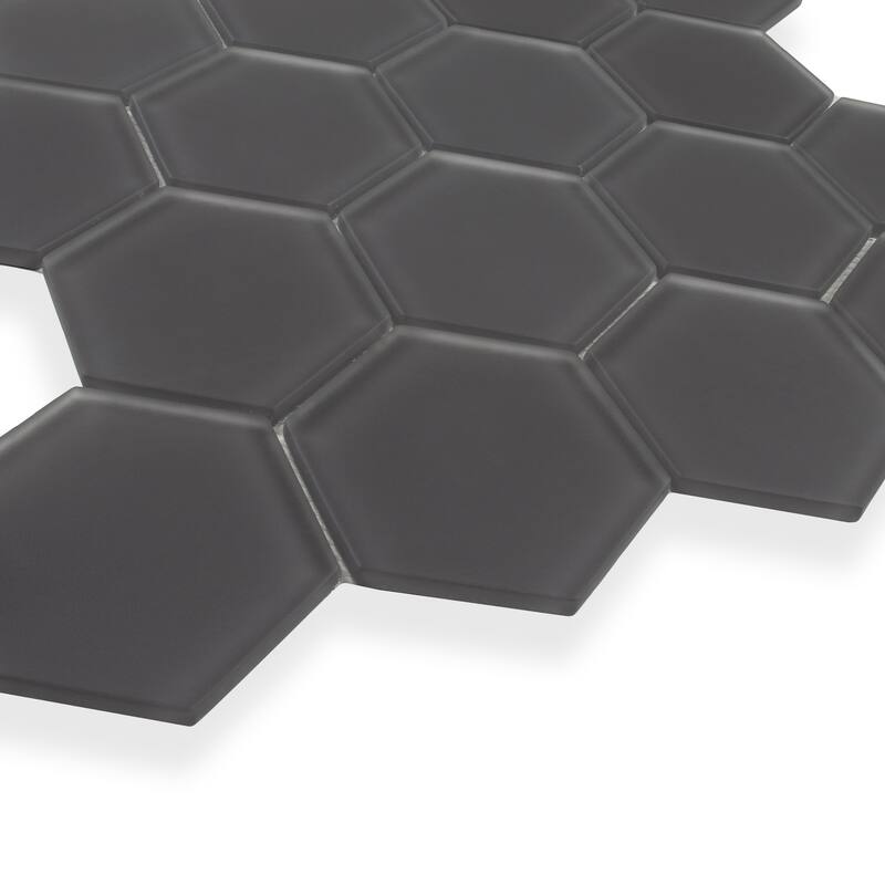 3" Beehive 10.25 in. x 11.75 in. Hexagon Glass Mesh-Mounted Mosaic Tile