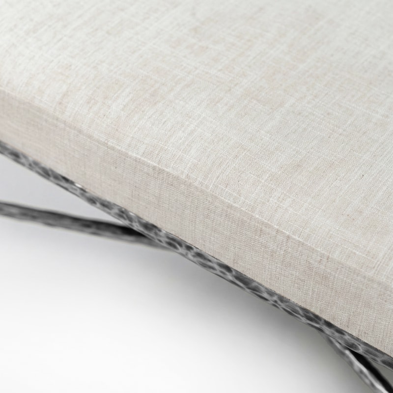 247 Shop At Home Lalia Modern Upholstered 48-inch Hammered Metal Accent Bench with Roll Arms