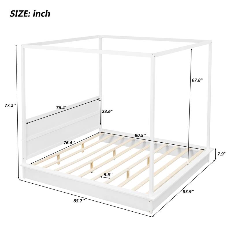 Canopy Platform bed With Support Slats