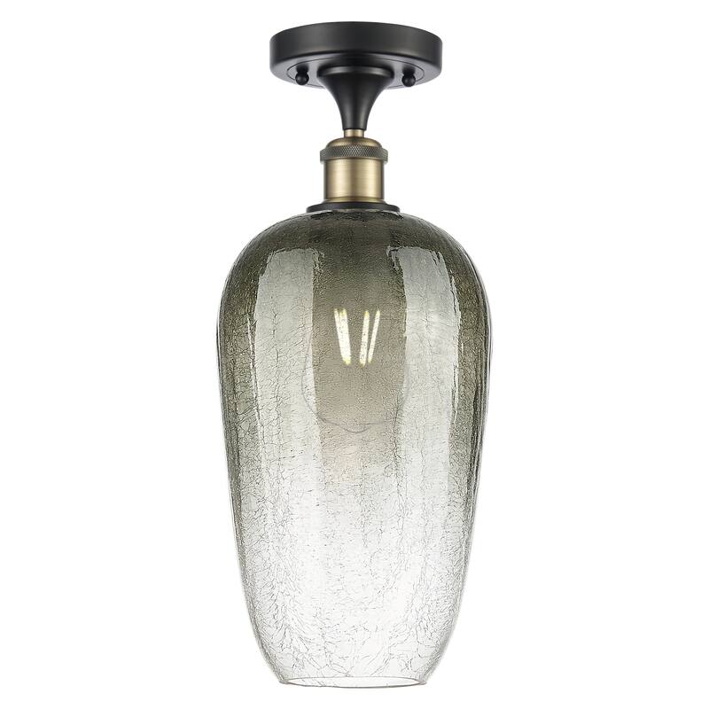 Innovations Lighting Endless Possibilities Ballston - Brookhaven Flute - 1 Light 7" Semi-Flush Mount - Slate/Black Antique Brass