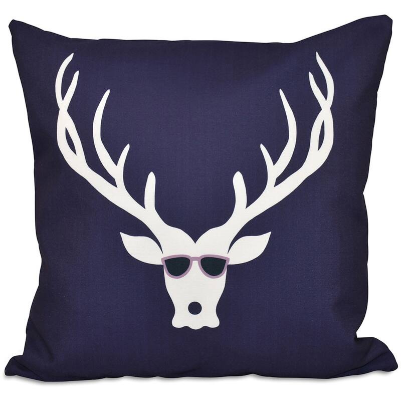Blue/ Red/ Green Decorative Holiday Cool Christmas Deer Print 20-inch Pillow - Navy