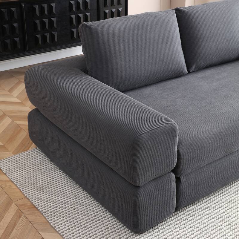 Multi-Functional Folding Sofa Bed Gray Convertible Floor Sofa Couch Lounge Sofa Sleeper Sofa Couch with Pillows