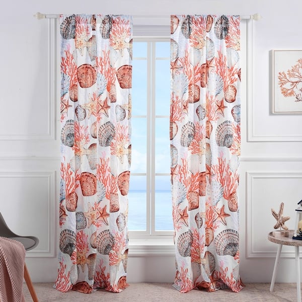 slide 2 of 5, Greenland Home Fashions Beach Days Curtain Panels (set of 2) - 84 W x 84 L