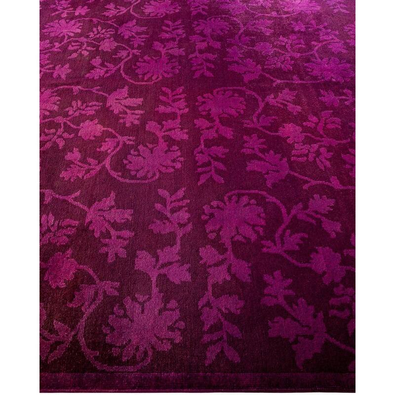 Overton Hand Knotted Wool Vintage Inspired Modern Contemporary Overdyed Purple Area Rug - 7' 10" x 9' 9"