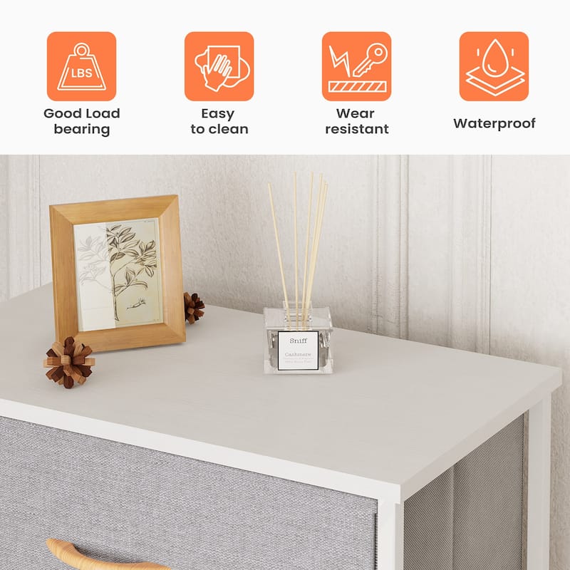 Pellebant Fabric Vertical Dresser Storage Chest Tower with 5 Drawers