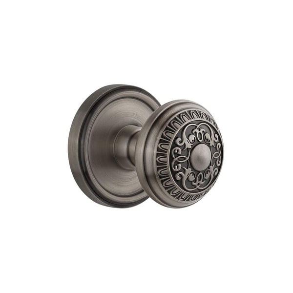 Grandeur GEOWIN_PRV_238 Georgetown Solid Brass Rose Privacy Knob Set with Windsor Knob and 2-3/8" Backset