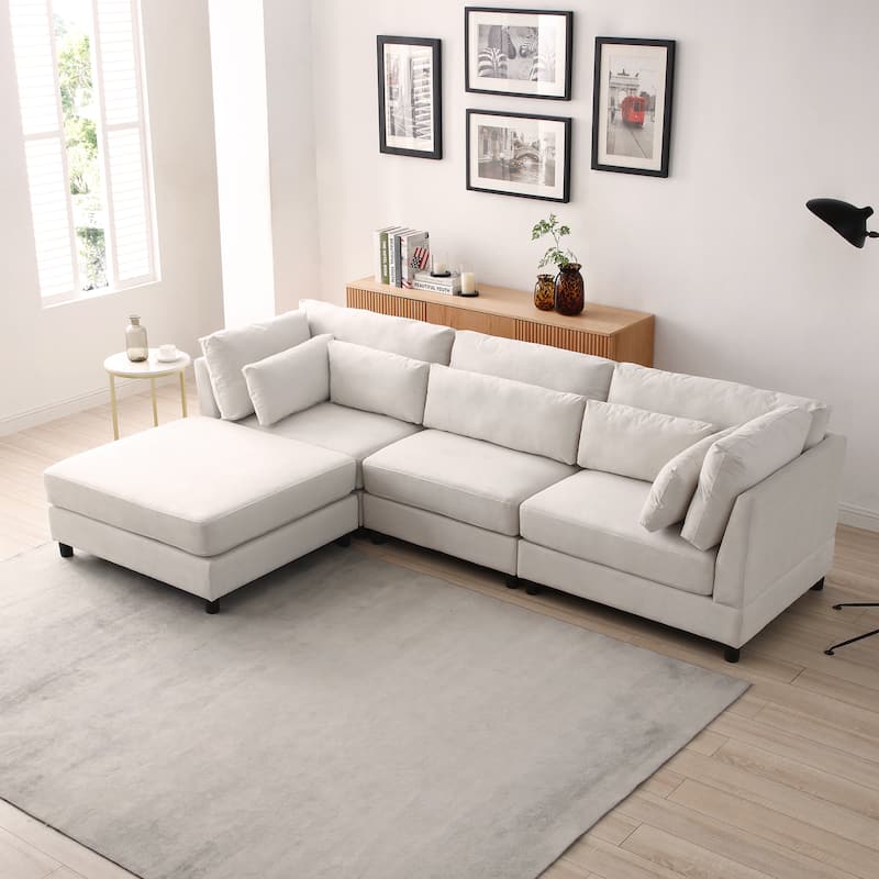 L-Shaped Convertible Sectional Sofa Couch with Movable Storage Ottoman Chaise, Free Combination Sofa - L Shape