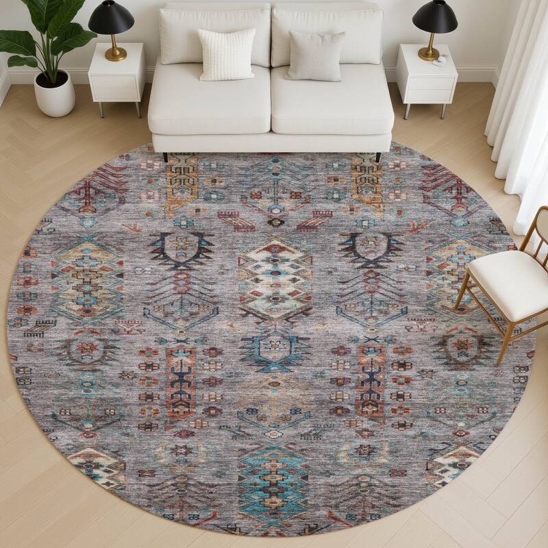 Premium Washable Super Soft Traditional Karachi Mayfield Rug - Gray - 8' x 8'