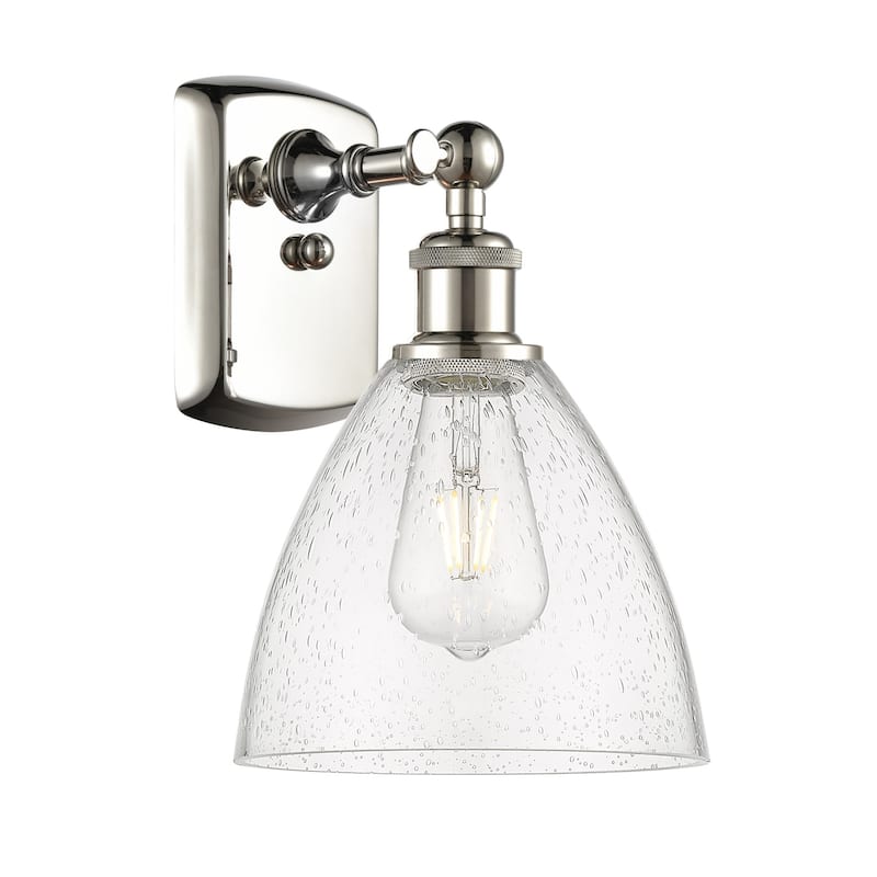 Innovations Lighting 516-1W-12-8 Bristol Sconce Bristol Glass 12" Tall - Polished Nickel / Seedy