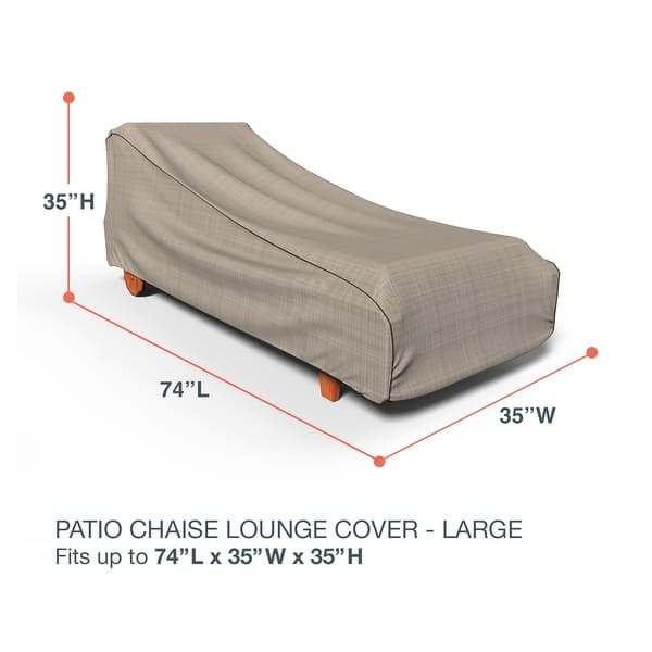 dimension image slide 6 of 7, Budge StormBlock? Mojave Black Ivory Patio Chaise Lounge Cover Multiple Sizes