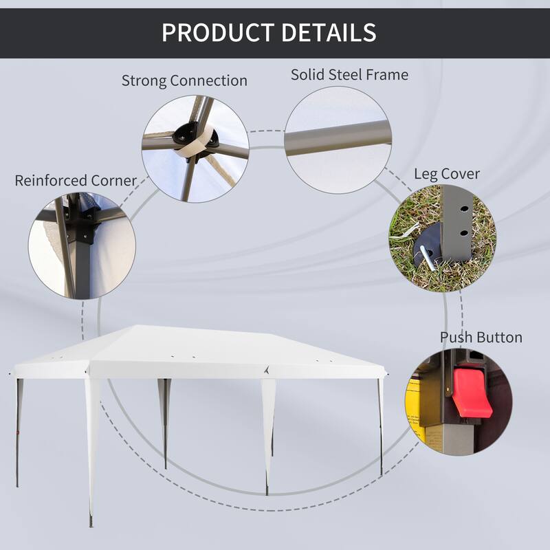 10' x 19.2' Heavy Duty Pop Up Canopy Tent with Carry Bag, Adjustable Height, UV & Water Resistant, Ideal for Outdoor Events