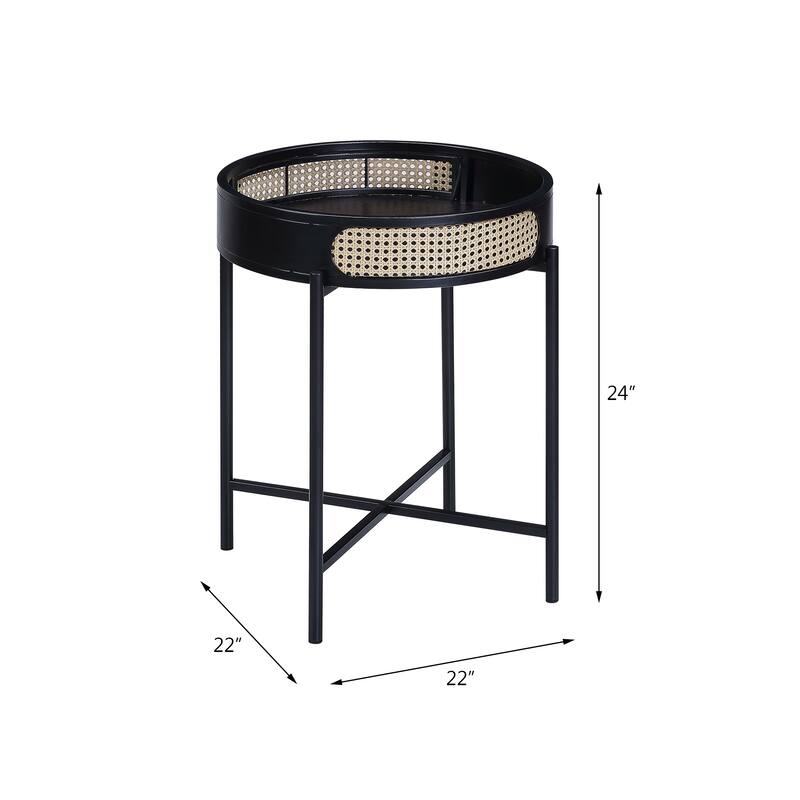 ACME Colson Tray Top Round End Table in Black