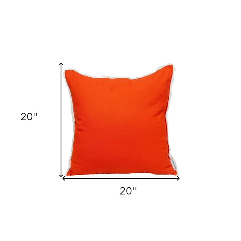HomeRoots 20" Orange Cotton Throw Pillow