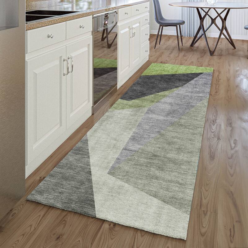 Premium Washable Super Soft Modern Deco Mayfield Rug - Sage - 2' 3" x 7' 6" - Runner