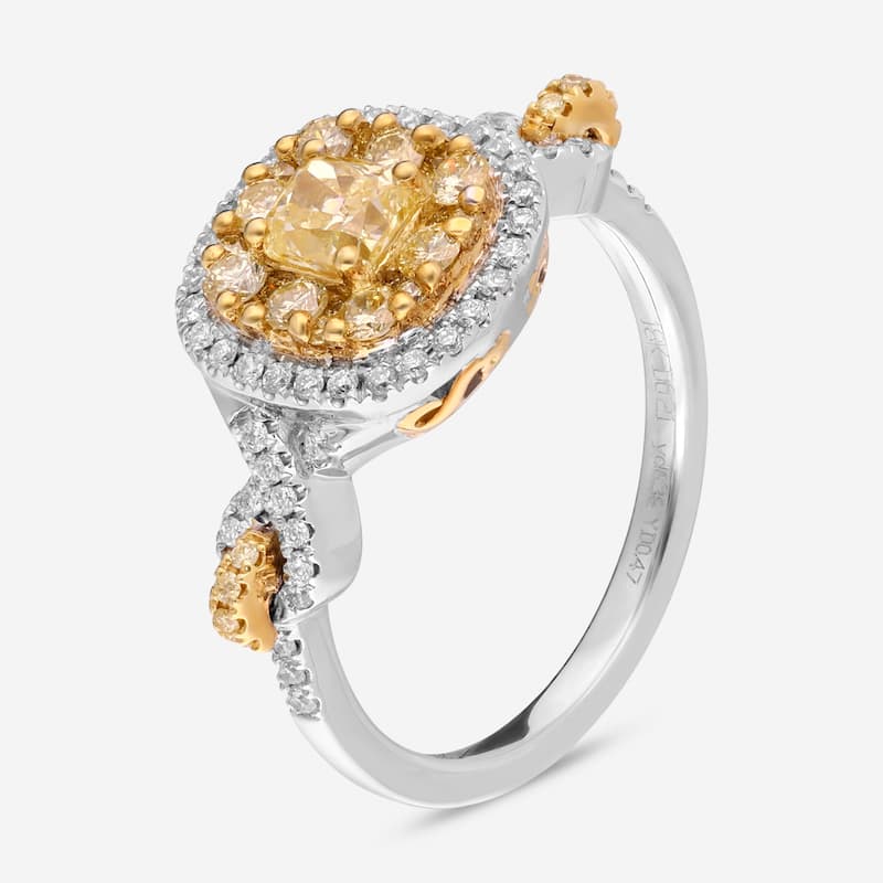 Gregg Ruth 18K Gold, Fancy Yellow Diamond and White Diamond Engagement Ring Sz. 6.5