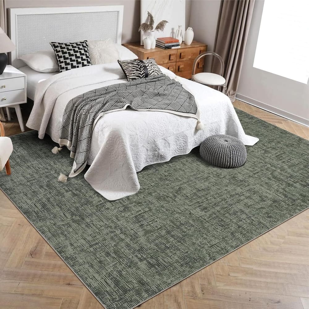 Modern Abstract Area Rug for Living Room, Throw Floor Carpet for Home Décor, Green - 2' x 3'