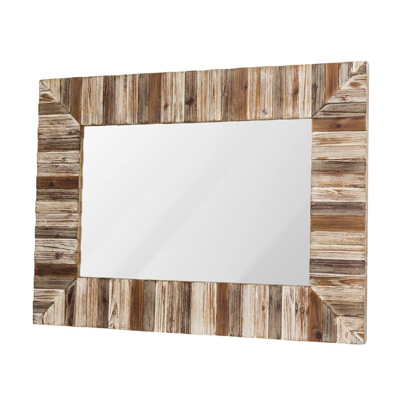 Glitzhome Set of 2 39.75"H Farmhouse Rectangle Wooden Frame Wall Mirrors - 30"L x 39.5"H