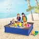 preview thumbnail 2 of 7, Gymax Kids Outdoor Sandbox 48.5'' x 48.5'' x 12.5'' Large HDPE Sandpit