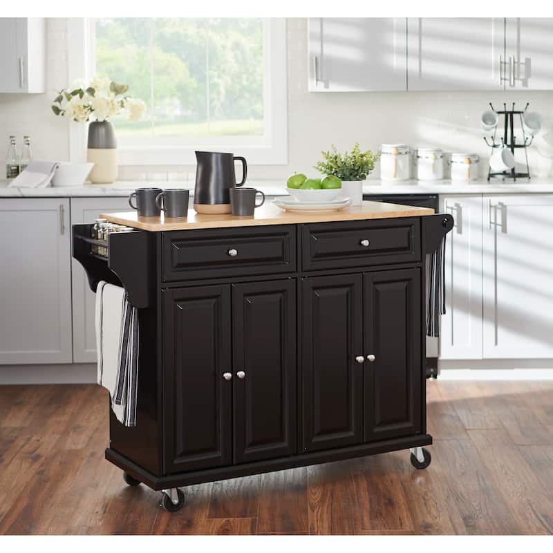 Simple Living Georgia Rolling Kitchen Cart - Black