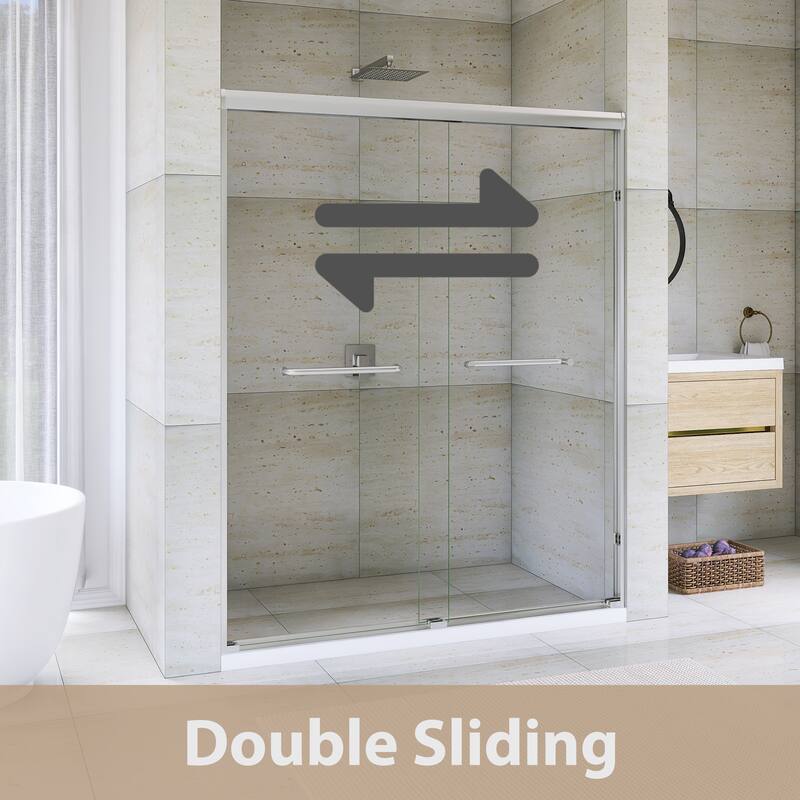 Double Sliding Framed Shower Door in Matte Black Finish