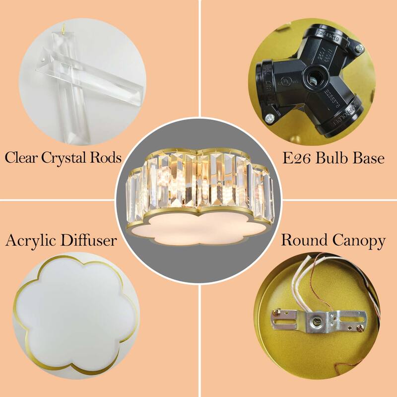 Tripoli Gold Flush Mount Ceiling Light Crystal Ceiling Light Fixture