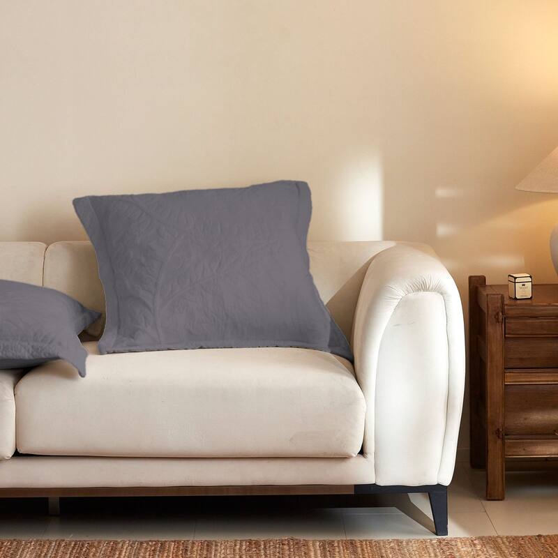 2 Pcs Cotton Embroidered Quilted Euro Shams 26"x26"