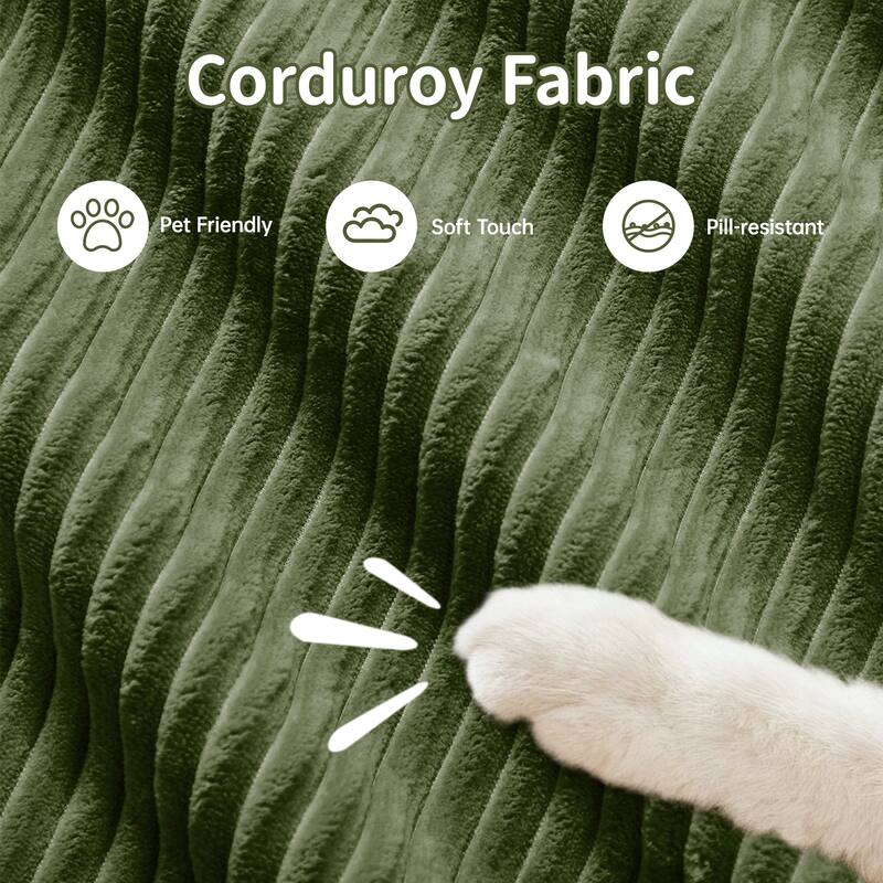 Corduroy Modular Boneless Sectional Sofa with Ottoman, Free combination, Pet-Friendly, No Assembly Required