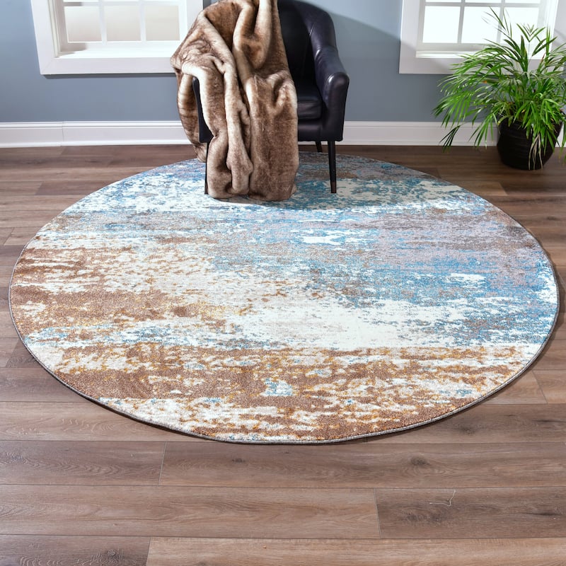 Milan Cream/Turquoise Polypropylene Area Rug