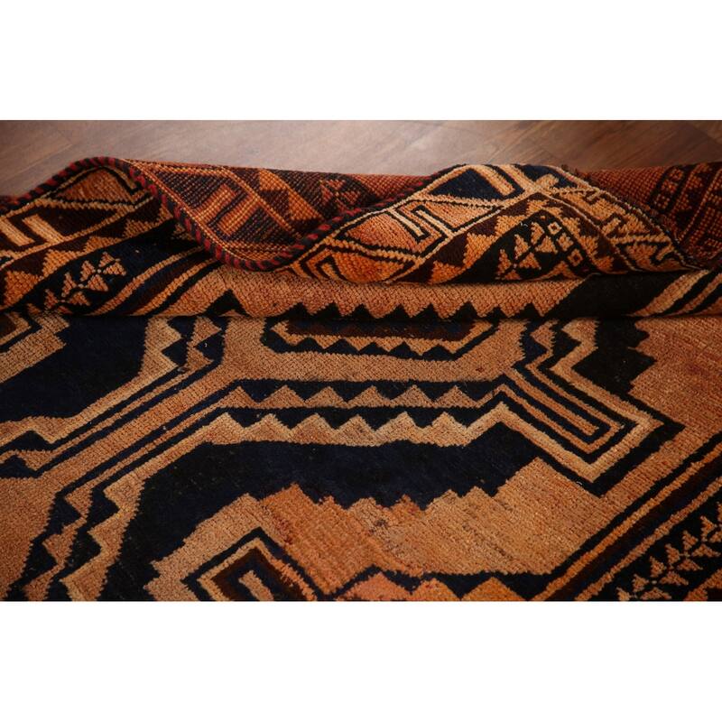 Qashqai Persian Vintage Runner Rug Hand-knotted Wool Carpet - 3'10"x 9'0"