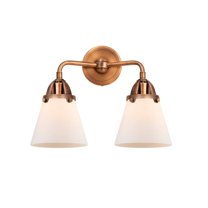 Innovations Lighting 288-2W-13-15 Cone Vanity Cone 2 Light 15" Wide - Antique Copper / Matte White