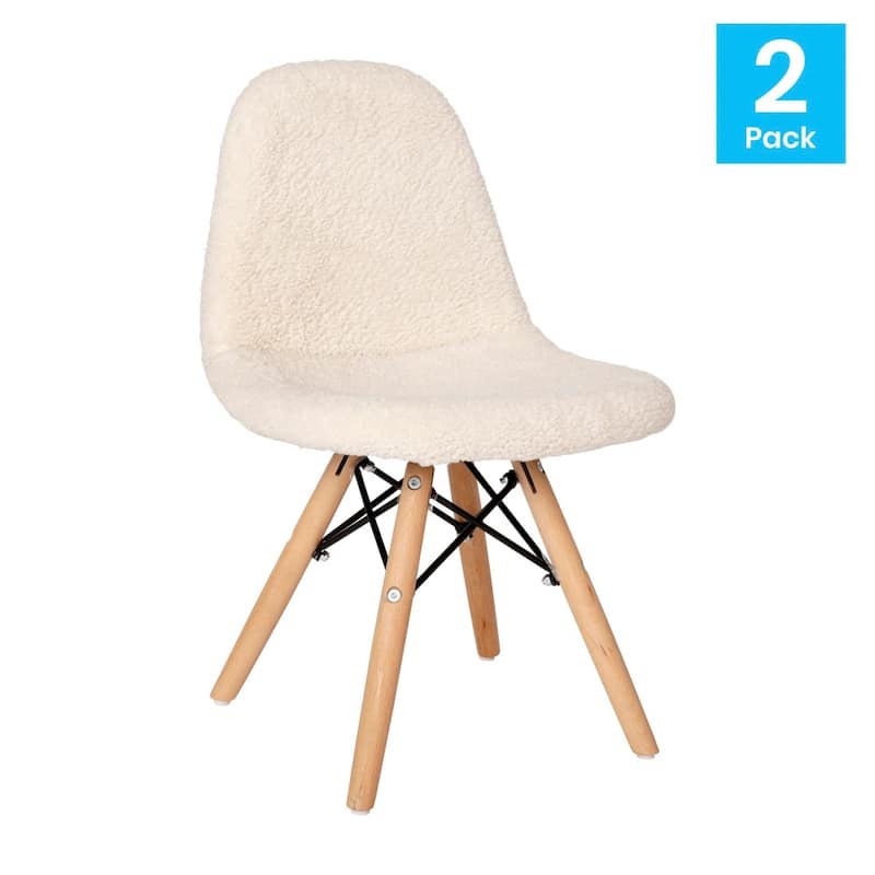 Set of 2 Kids Armless Faux Shearling Faux Sherpa Chairs - Beechwood Legs