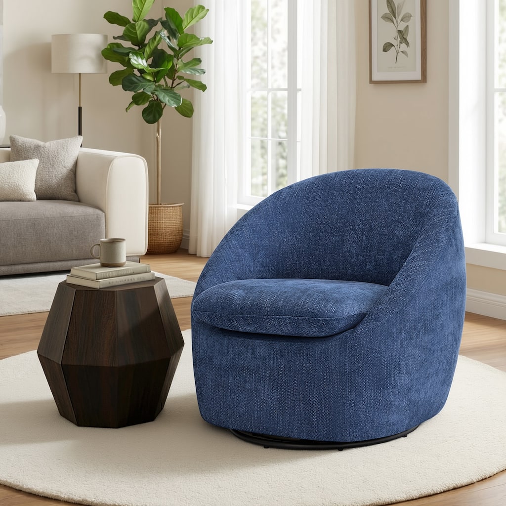 360° Swivel Chenille Upholstered Barrel Accent Chair Armchair - 30.3"W x 28.7"D x 29.5"H