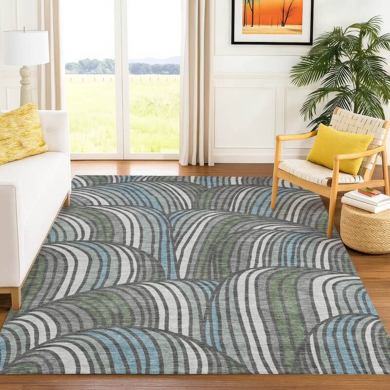 Machine Washable Indoor/ Outdoor Modern Parsons Chantille Rug