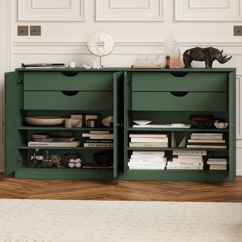 Palace Imports 100% Solid Wood 64" Sideboard with Solid Doors, 4-Drawers and Adjustable Shelves