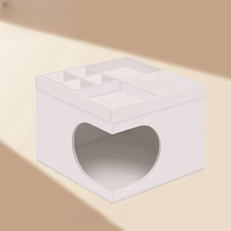 Roomfitters Multifunctional Cat Station Furniture, Small & Medium Cat House & Bed, Living & Bed Rooms, Creamy White