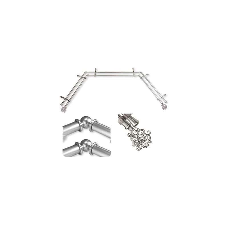 Adjustable Curtain Rods & Hardware - Telescoping Rods 20-36" & 38-72" - Satin Nickel Finish - M