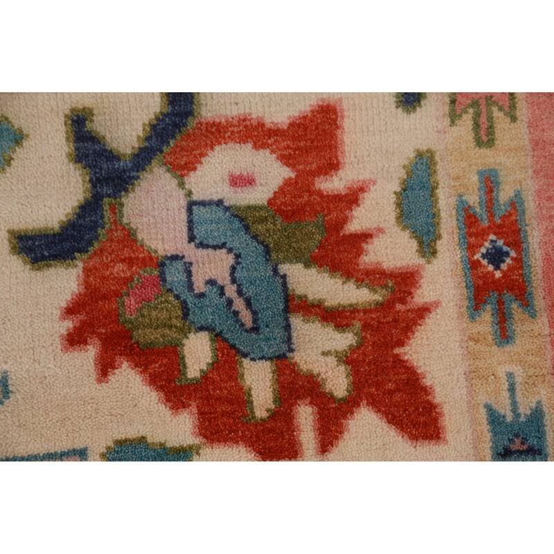 Pink Ivory Oushak Indian Large Rug Handmade Wool Carpet - 8'9" x 17'9"