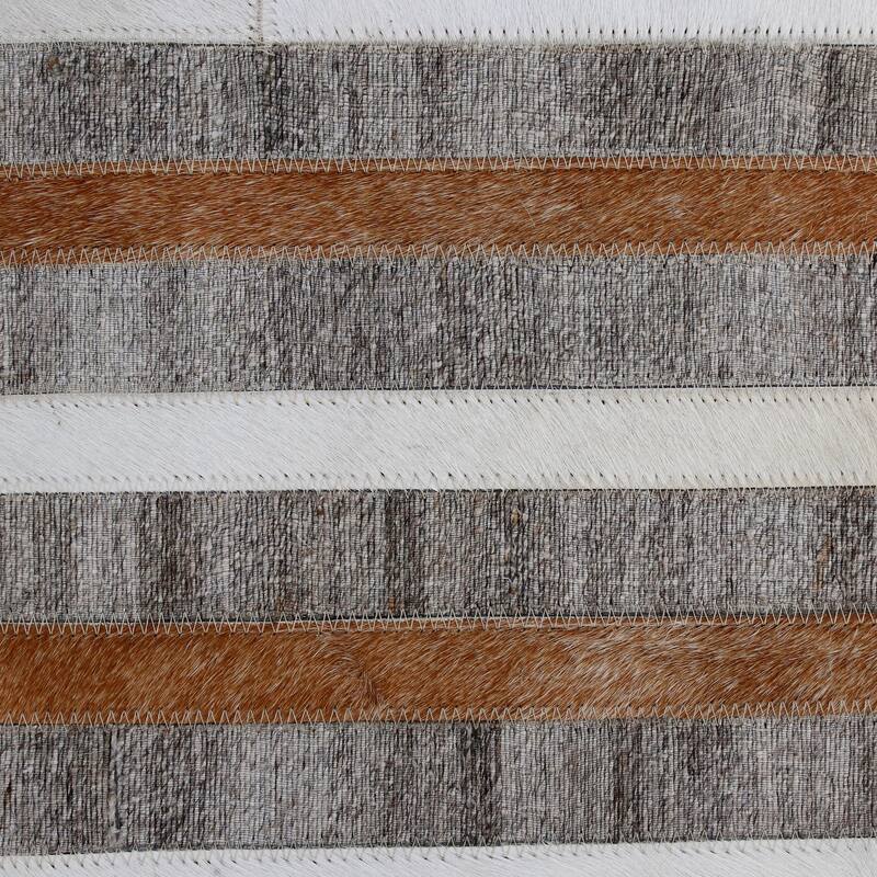 Handwoven Striped Faux Hide Square Throw Pillow - 20" - Gray and Brown